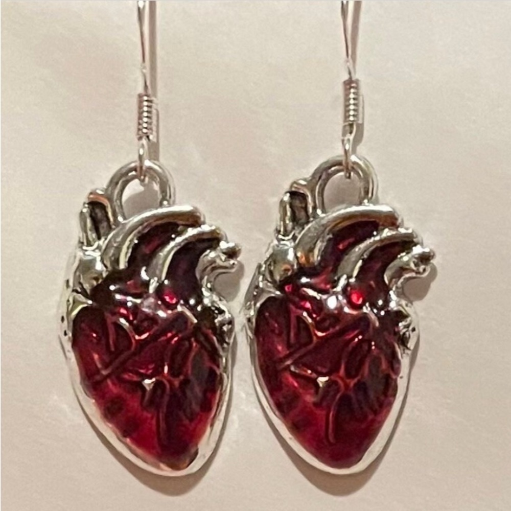 Human Heart Dangle Earrings